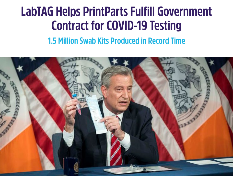 LabTAG Helps PrintParts Fulfill Government Contract for COVID-19 Testing