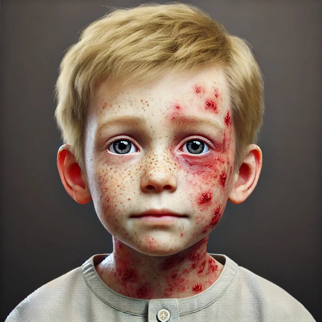 Minh họa bệnh nhân Hội chứng Wiskott-Aldrich