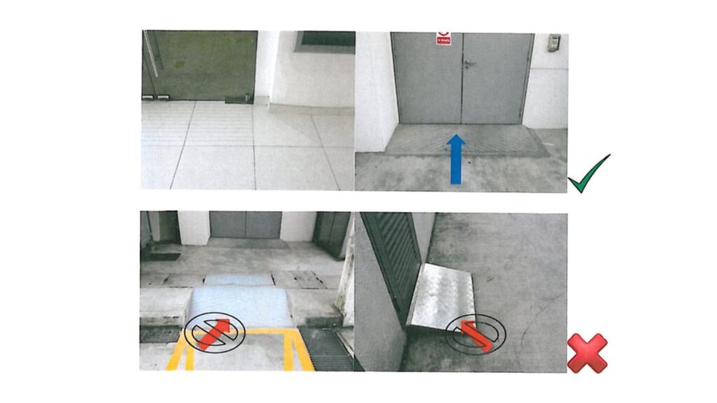 Ví dụ trường hợp dốc phù hợp (dốc thoải) và không phù hợp (dốc quá gắt)